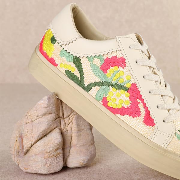 Image of Mi.iM Gaby Rubber Sole Lace-up Snake Print Suede Star Sneakers (Floral, US Footwear Size System, Adult, Women, Numeric, Medium, 7.5)