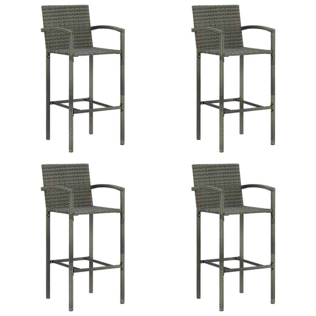 vidaXL 4X Tabourets de Bar Fauteuils de Comptoir Sièges de Pub Tabourets de Comptoir Fauteuils de Pub Sièges de Bistro Gris Résine Tressée
