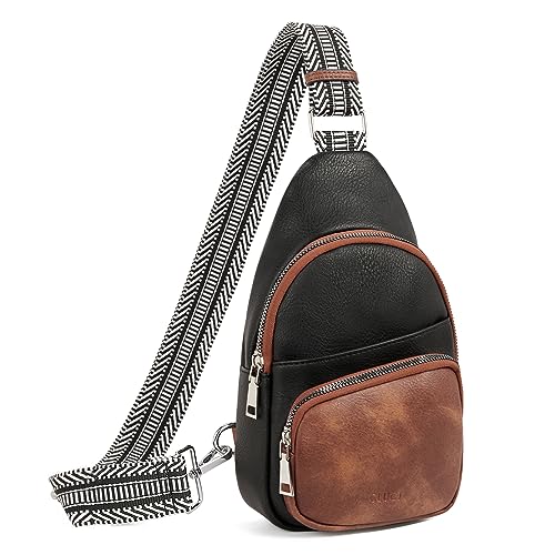 Image of CLUCI Sling Bag for Women, Vegan Leather Fanny Pack Crossbody Bags for Women, Chest Bag With Guitar Strap