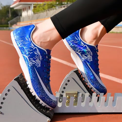 UVCDE Tênis masculino Track Spikes Athletic Sprint Jumping Racing Training Tênis profissional de cor