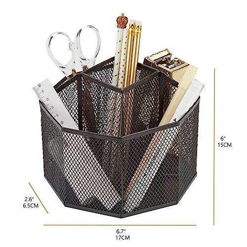 Annova Rotating Mesh Desk Organizer with 5 Compartments