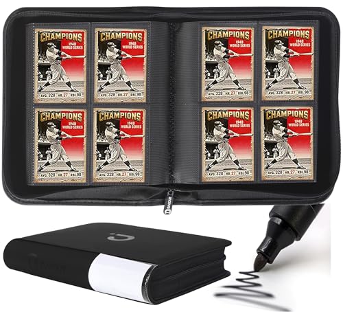 D DACCKIT Trading Card Binder 4 Pocket - Fits 336 Cards21 Side-Loading Pages Card Binder No Rings Folder for Collectible Games Sports TCG (Model DClassic Black)