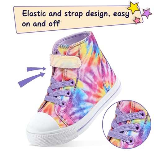 Image of K KomForme Toddler High Top Sneakers Canvas Shoes with Hook and Loops | Lightweight, Breathable