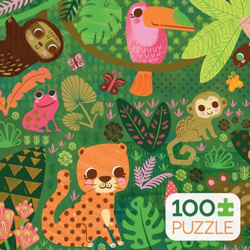 Ceaco - Rompecabezas de 100 piezas de animales de la jungla para niños de 6 a 8 años | Arte de Kim Fleming, Hecho en EE. UU., Tablero reciclado, Tamaño terminado 11 x 15 pulgadas miniatura 2