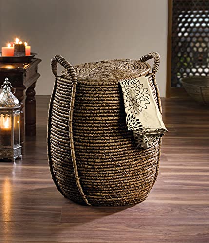 Panier à linge « Oriental Heat » tressé en jonc de mer, bambou et jacinthe d'eau