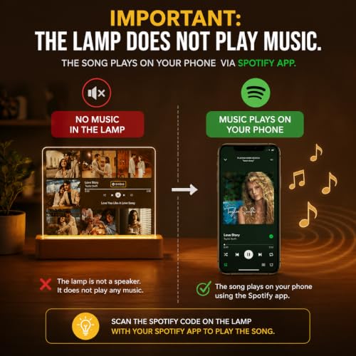 Image of Custom Photo LED Night Lamp with Song Name and scannable song Code - Personalized Plaque, Couple Collage Picture Frame Light
