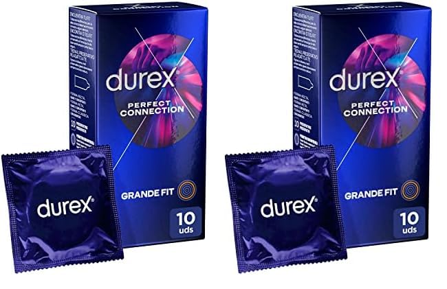 Durex Preservativos Perfect Connection, Extra Lubricados, Adecuado Para Sexo Anal, 10 condones, De Silicona, Sin fragancia (Paquete de 2)