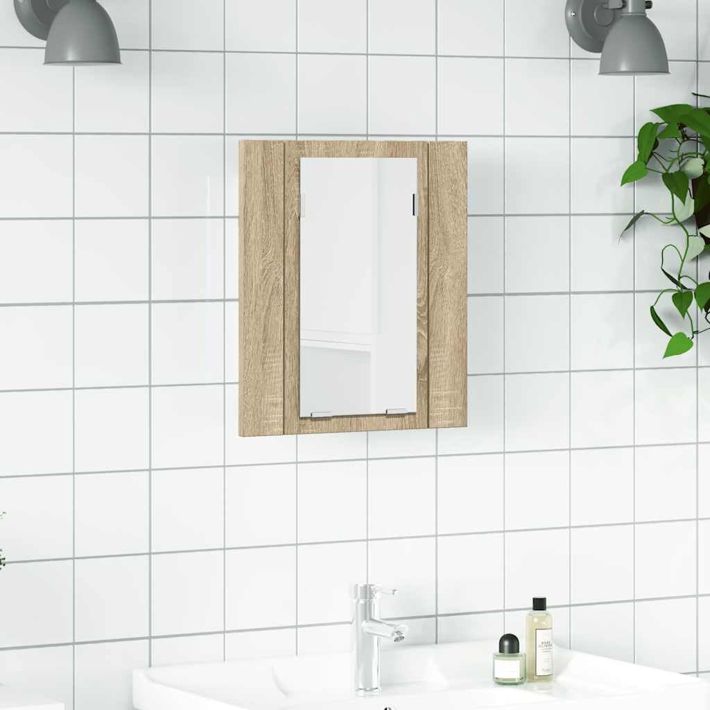 Tomostar Armoire Murale Salle de Bain avec Miroir, Armoire de Toilette Miroir Meuble de Salle de Bain LED Chêne Sonoma 40x12x45 cm Acrylique