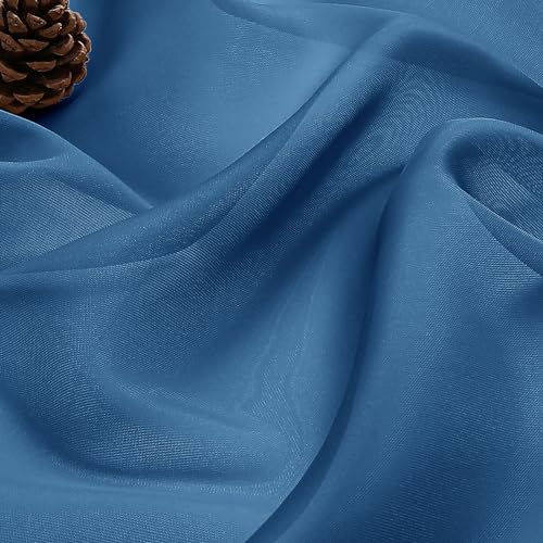 Tollpiz SDTLLCLBLUE3030 Classic Blue Sheer Tier Curtain Kitchen Curtains Tier Rod Pocket Half Window Treatment Drapes Light Filtering Voile thumb #7