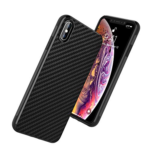 TECHGEAR iPhone XS Max Case Flexible Shockproof TPU Slim Fit Case Cover - Carbon Fibre Design Soft Flexible Protective Shell Guard Case Compatible with Apple iPhone XS Max 6.5