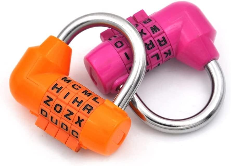 Code Padlock, Padlock, Combination Locker Padlock School Lock Pad Coded 4 Dial Digit Letter Combination Travel Code Diary Password Pad Luggage(Orange)