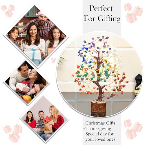 HindCraft Chakra Tree, Crystal Tree for Positive Energy - Crystals & Healing Stones - Feng Shui Seven Chakra Tree of Life Decor - Home Decorations for Living Room, 7 Chakra Tree, 200 Beads, 8-10" 6 51nv1MarEKL