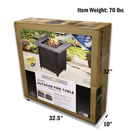 Endless Summer 30" Outdoor Propane Gas Fire Pit Table (Blue Fireglass