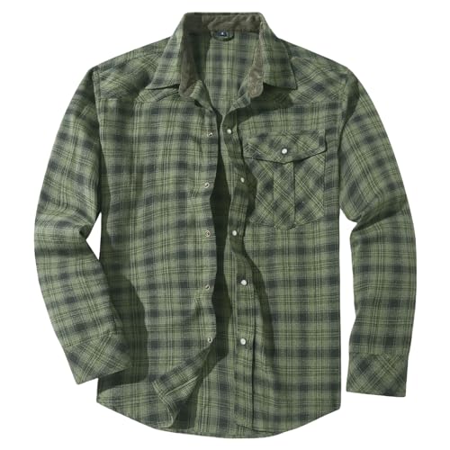 Men's Flannel Shirts Plaid Button Down Regular Fit Long Sleeve Lightweight Brushed Shirt