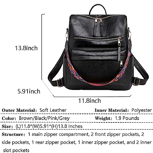 Image of Women's Fashion Backpack Purse for Women Leather Multipurpose Design Ladies Shoulder Bag Travel bag Satchel Handbags
