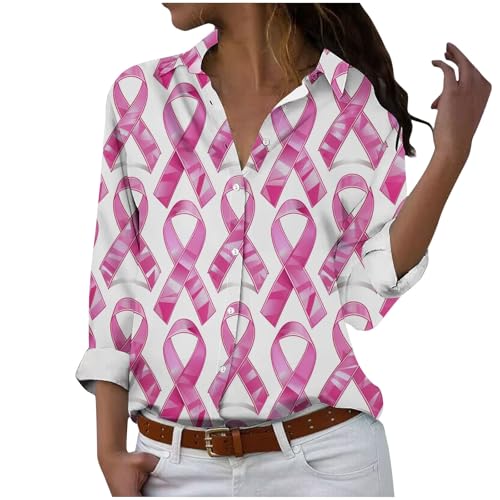 October Breast Cancer Awareness Shirts for Women Pink Ribbon