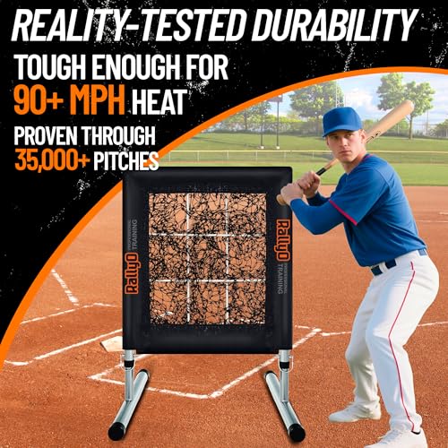 Image of Pitching Net, 9 Hole Baseball & Softball Pitching Net with Strike Zone, Adjustable Pitching Target with 9 Pocket Design, Portable Pitching Practice Equipment