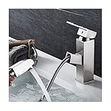 rubinetti in rame, moderno rubinetto quadrato per lavabo monoforo, miscelatore estraibile per acqua calda e fredda, rubinetto elasticizzato con maniglia singola e tubo flessibile da 1,5 m,c