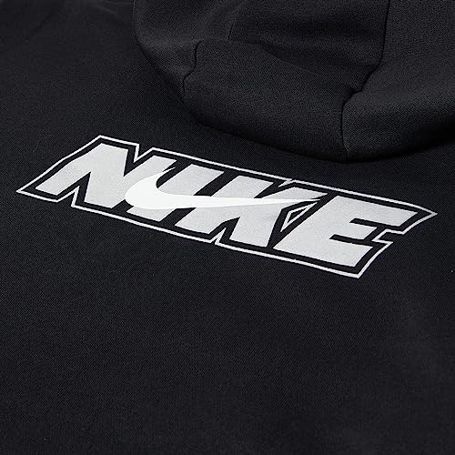 Nike Girl's NSW Icon Novelty Fleece Hoodie (Little Kids/Big Kids) Black/White MD (10-12 Big Kid)2