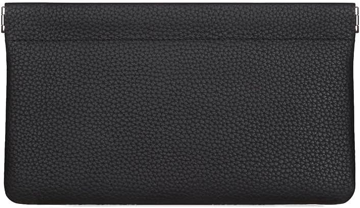Genuine Leather Pocket Cosmetic Bag for Purse,Coin Purse Lipstick Cosmetic Accessories Travel Pouch for Storage Waterproof Portable No Zipper Self-closing Small Makeup Pouch (Black)