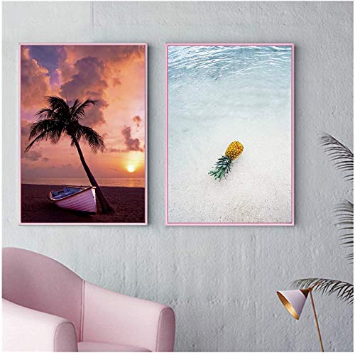 Peinture sur toile paysage marin 50x70 cm sans cadre pour déco salon