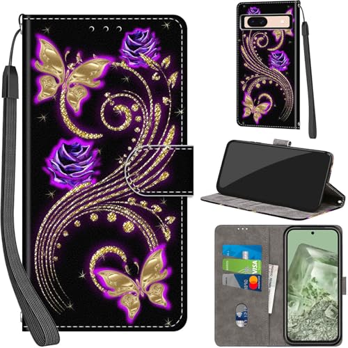 Étui portefeuille pour Google Pixel 8A en cuir avec 3 porte-cartes et béquille de protection
