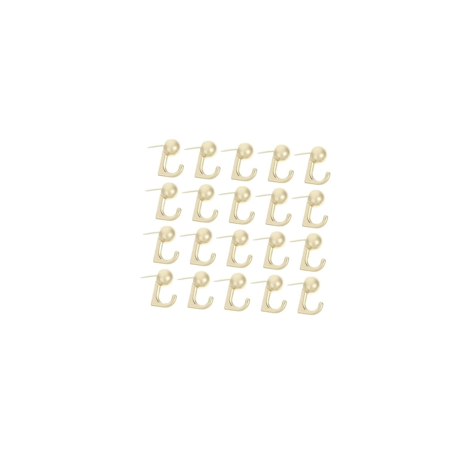 FGJsfhrDTU Picture Hanging Hooks, 20 Pcs Golden Push Pin Hooks 2.50x2.50x1.00 cm for Wall Hanging Pictures Keys Home Office