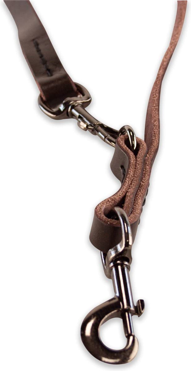 Guinzaglio multiuso in pelle – Marrone/nero – 220 cm