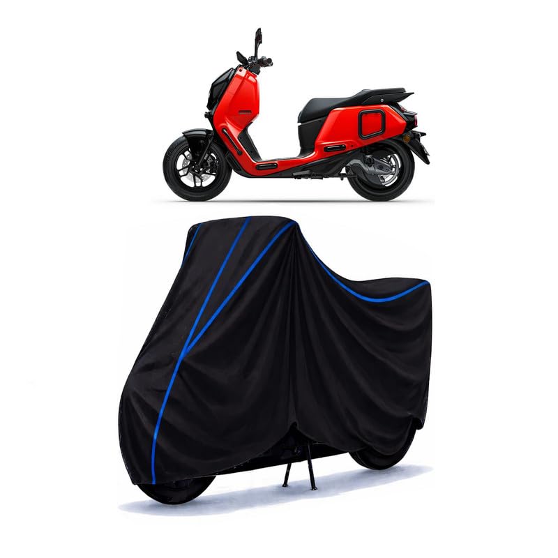Image of Scooty Cover Water Resistant for River Indie | Universal Scooter & Bike Cover | Heavy Duty UV Dust, Rain & Scratch Protection | Elastic Fit All Weather Indoor Outdoor | Black with Blue Piping