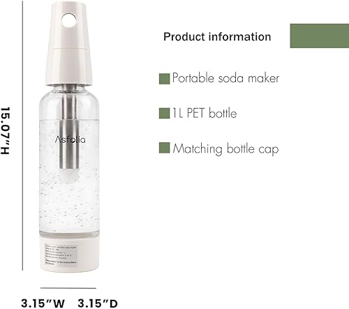 Miniatura 6 de Máquina portátil de agua con gas, fabricante de refrescos de viaje para el hogar y al aire libre, botella de carbonatación de 1 litro, 10 cilindros