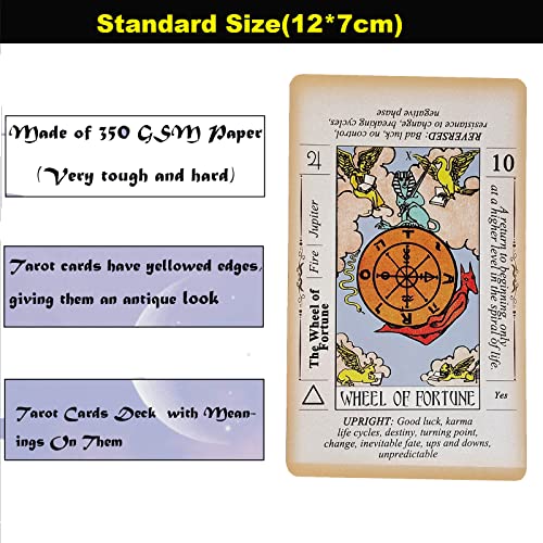 Tarot Cards Deck with Meanings On Them,Tarot Cards Deck for Beginners Tarot Deck with Guidebook and Tarot Flannel Tablecloth,Divination Tool - Image 3