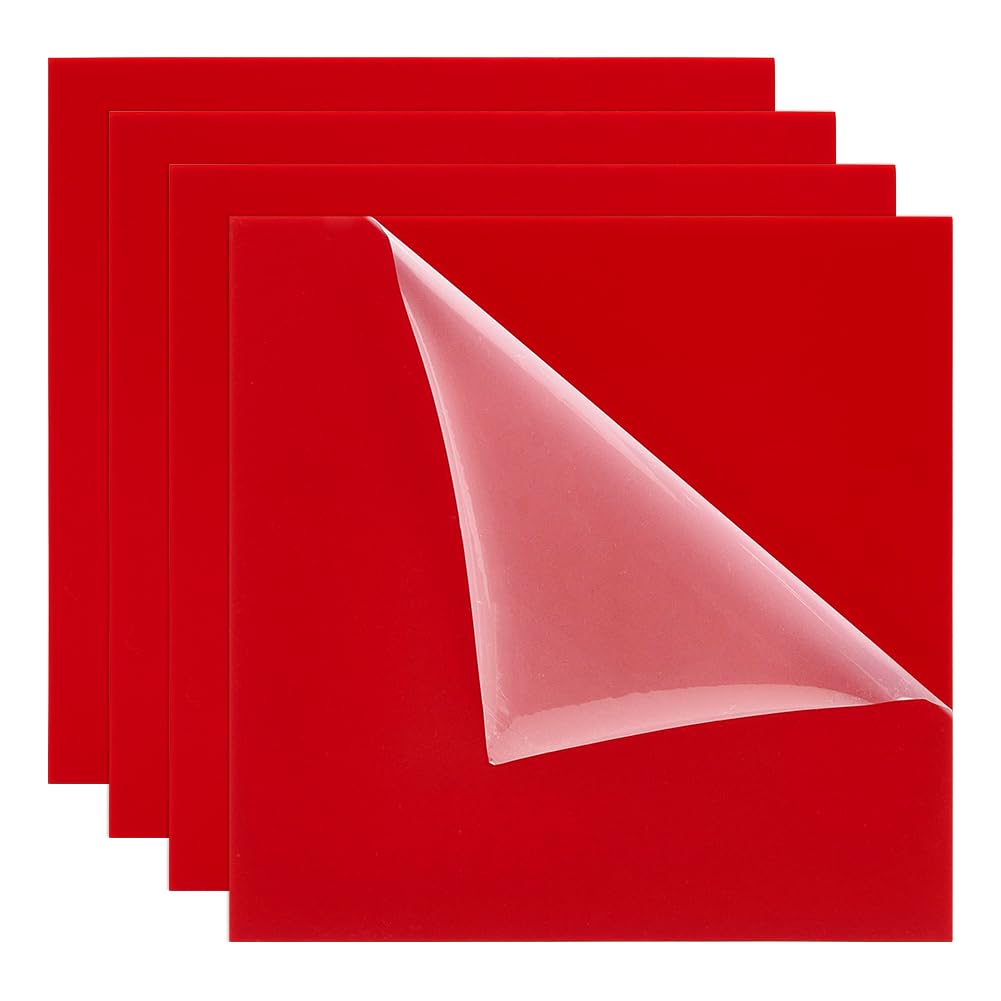 UNICRAFTALE 4 Pièces 25.4x25.4 cm Feuille Acrylique Carrée Rouge Feuilles Acryliques pour Découpe Laserss 2 mm d'Épaisseur Feuille de Perspex Transparente Feuilles de Plastique pour Cadre Projet
