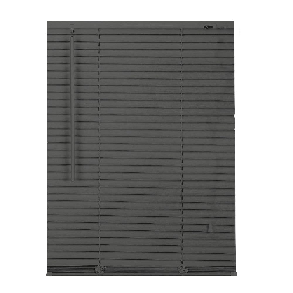 APEX FURNISHINGS PVC Venetian Blinds - 25mm Slats Easy Fit PVC Window Blinds Child Safe Fittings Trimmable curtains Windows Shutters for Home Office (Grey Embossed 75W x 150L cm)