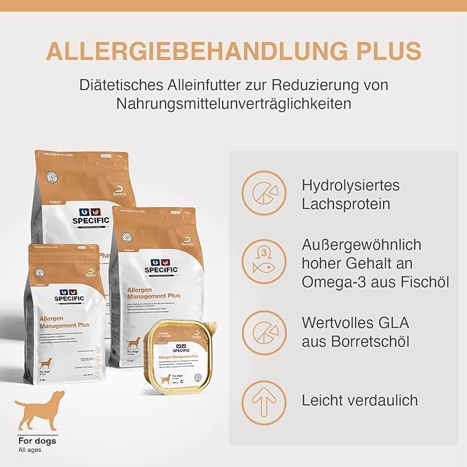 SPECIFIC® Allergen Management Plus (CΩD-HY) 2kg - Hypoallergenes Hundefutter mit hydrolisiertem Lachs - Trockenfutter für Hunde - Omega-3 - Glutenfrei - Alle Altersklassen - DECHRA Veterinary Products
