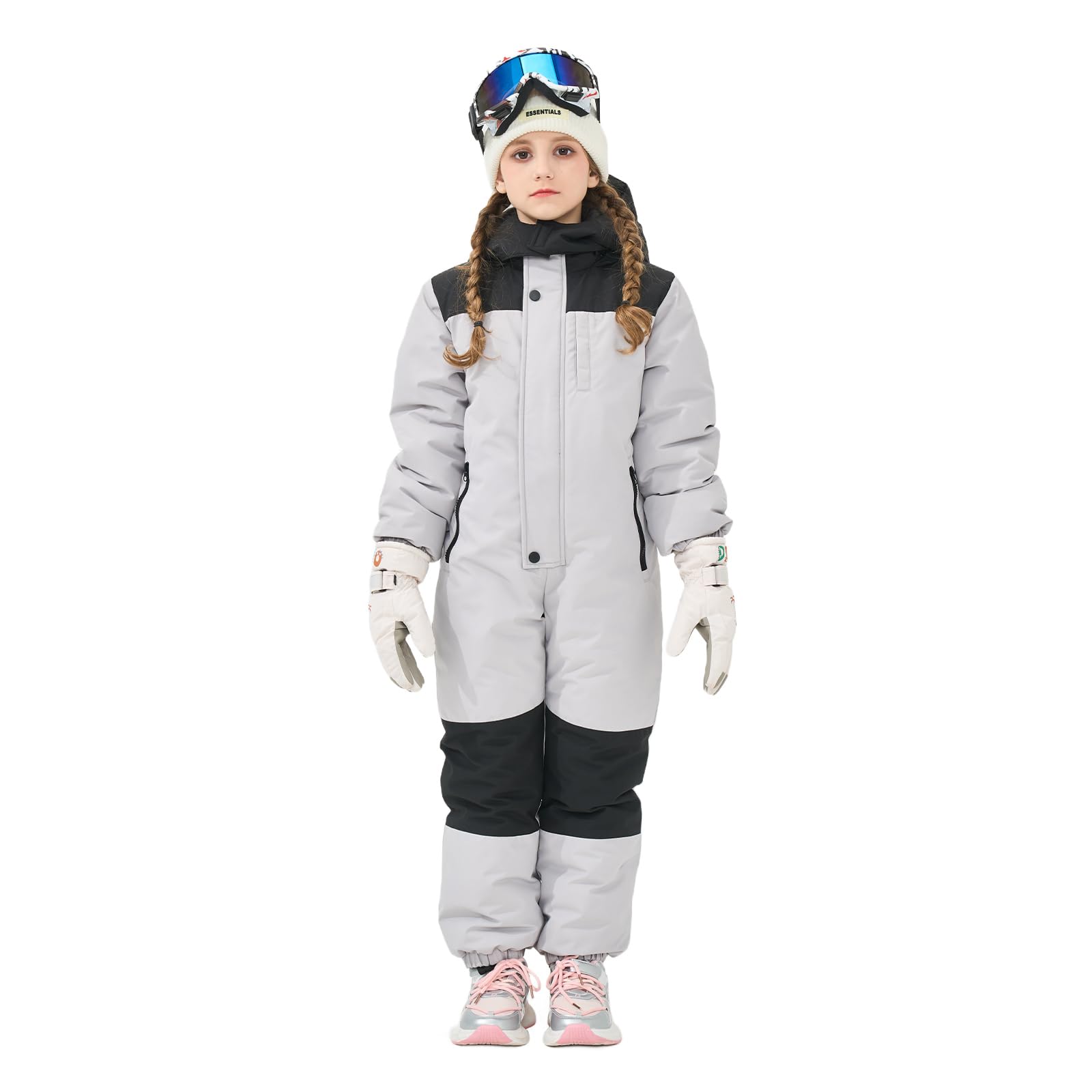 Owntop Tuta da Neve Intera per Bambini - Tuta da Sci Impermeabile e Leggera Unisex, Completo Sci Caldo con Cappuccio per Bambini e Bambine, Tuta da Snowboard Invernale (2-9 Anni)