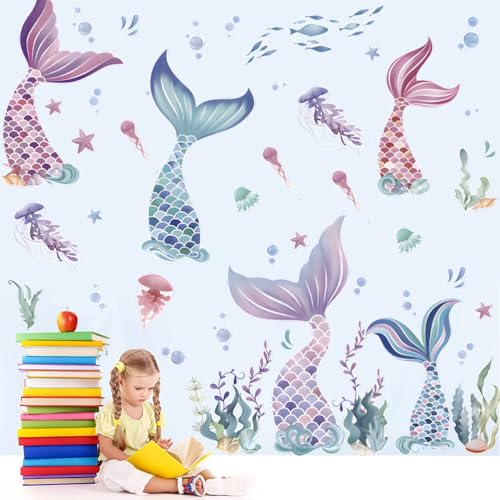 Vinilo decorativo cola de sirena para habitación infantil miniatura 5
