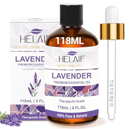 Foto di HELAIF Lavender Oil Essenziale Naturali 118ML-4 FL.Oz Essenze Non Diluiti per Diffusori Aromaterapia Massaggio Rilassante Cura dei Capelli, della Pelle e dei Letti Ungueali