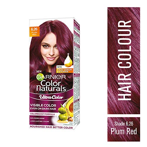 Image of Garnier Color Naturals Creme Riche Hair Color, 765 Raspberry Red, 55ml + 50g and Garnier Color Naturals Creme Riche Hair Color, Plum Red, 55ml + 50g