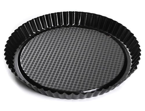 Backform Kuchenform Obstkuchenform Obstbodenform Tortenboden Form Backblech mit Antihaftbeschichtung Wellenrand Schwarz 20 cm
