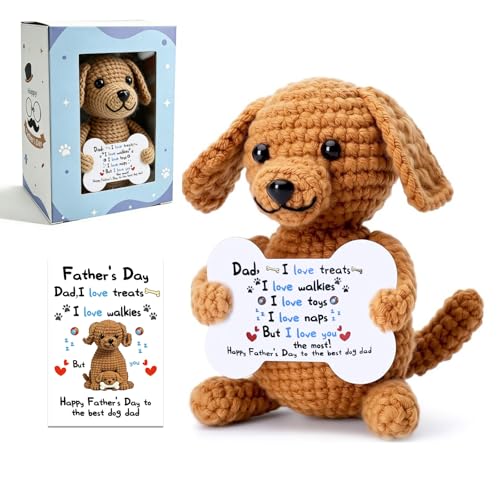 Mkulivegreat Fathers Day Gift for Dog Dad, Funny Fathers Day for Dogs Dad, Cute Crochet Dog Decoration, Fathers Day Gift for Dog Lover Dad, Small Sentimental Fathers Day Decoration for Pet Dad