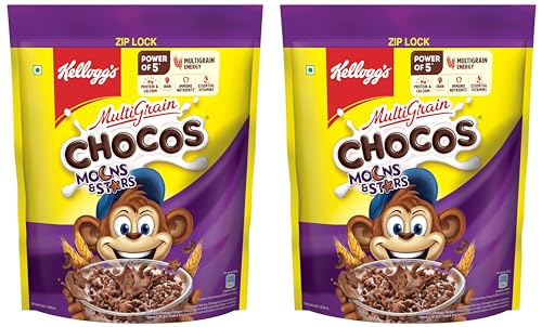 Image of Kellogg's Multigrain Chocos Moons & Stars 1.2kg | High in Calcium & Protein,Essential Vitamins,Iron & Immuno Nutrients, Source of Fibre | Breakfast Cereal for Kids (Pack of 2)