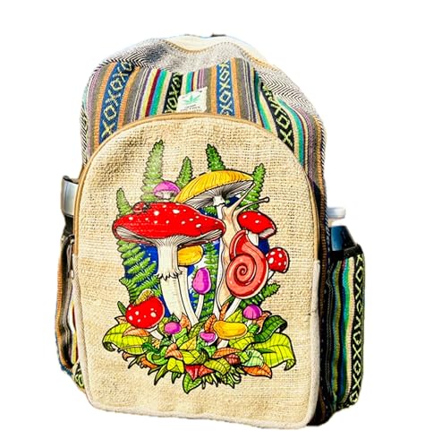 Handmade Unique Design Himalayan Hemp Cotton Backpack 17 IN Large Hippie, Festival, Hiking & Tablet Laptop Backpack Bag - Made In Mt. Everest Country Nepal