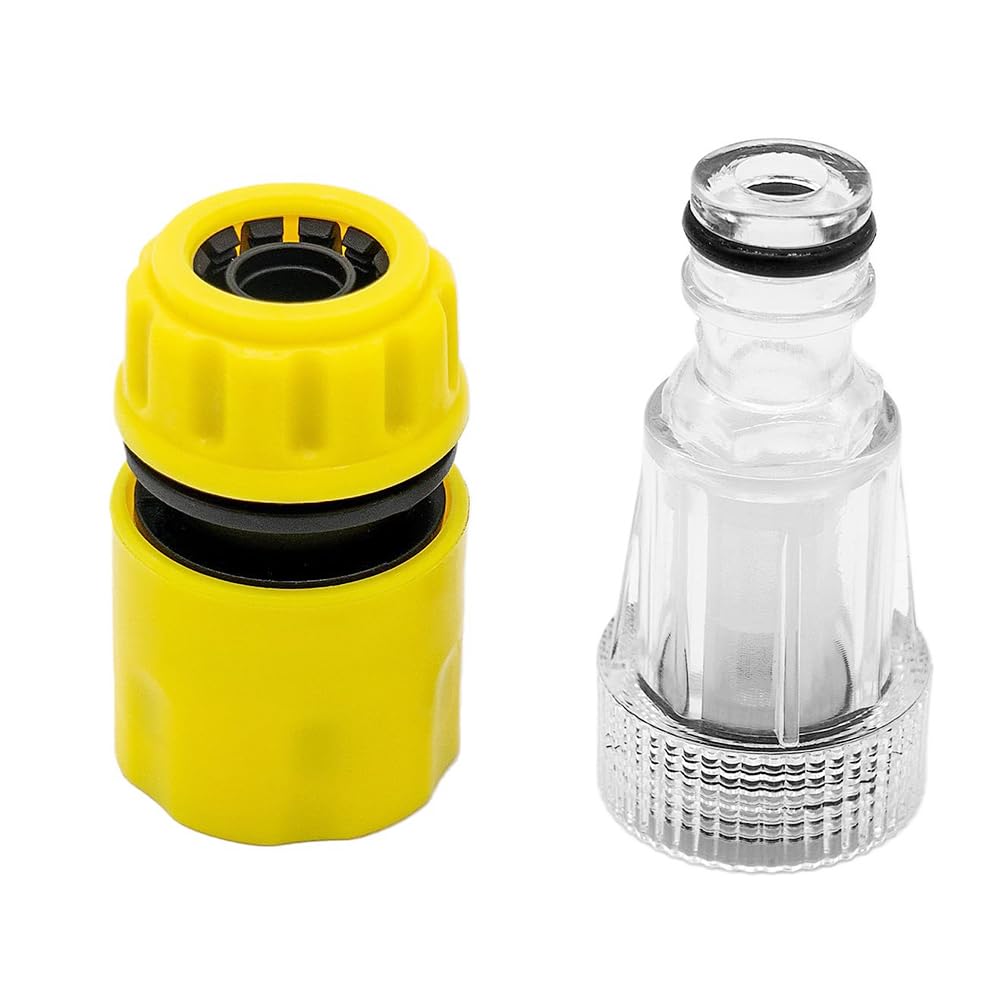 5 filtros de agua para limpiadores de alta presión, adaptador rápido para manguera de jardín, filtro de manguera de agua de 3/4 pulgadas, con 2 adaptadores rápidos, para lavadoras de alta presión,