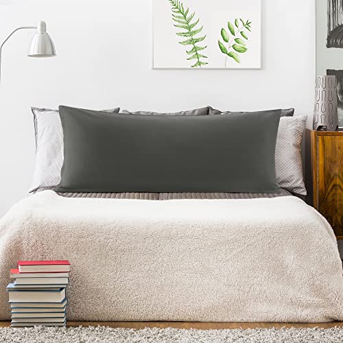 PiccoCasa Bolster Pillow Case Egyptian Cotton Body Pillow Cover 300 Thread Count Soft and Breathable Long Pillowcase with Zipper Closure Dark Grey 20"x60" (5ft) - Image 2