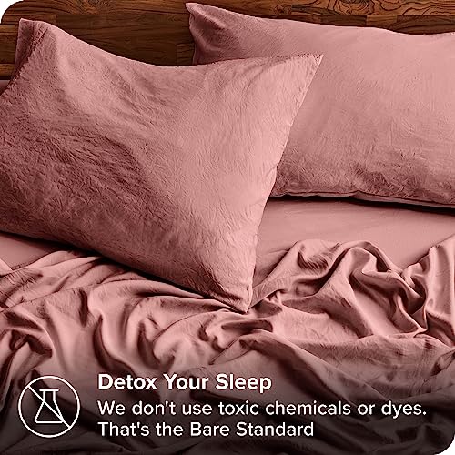 Bare Home Sandwashed King Sheet Set - Premium 1800 Ultra-Soft Microfiber King Bed Sheets - Incredible Softness - Deep Pocket - Bedding Sheets & Pillowcases (King, Sandwashed Dusty Rose) #TOP1