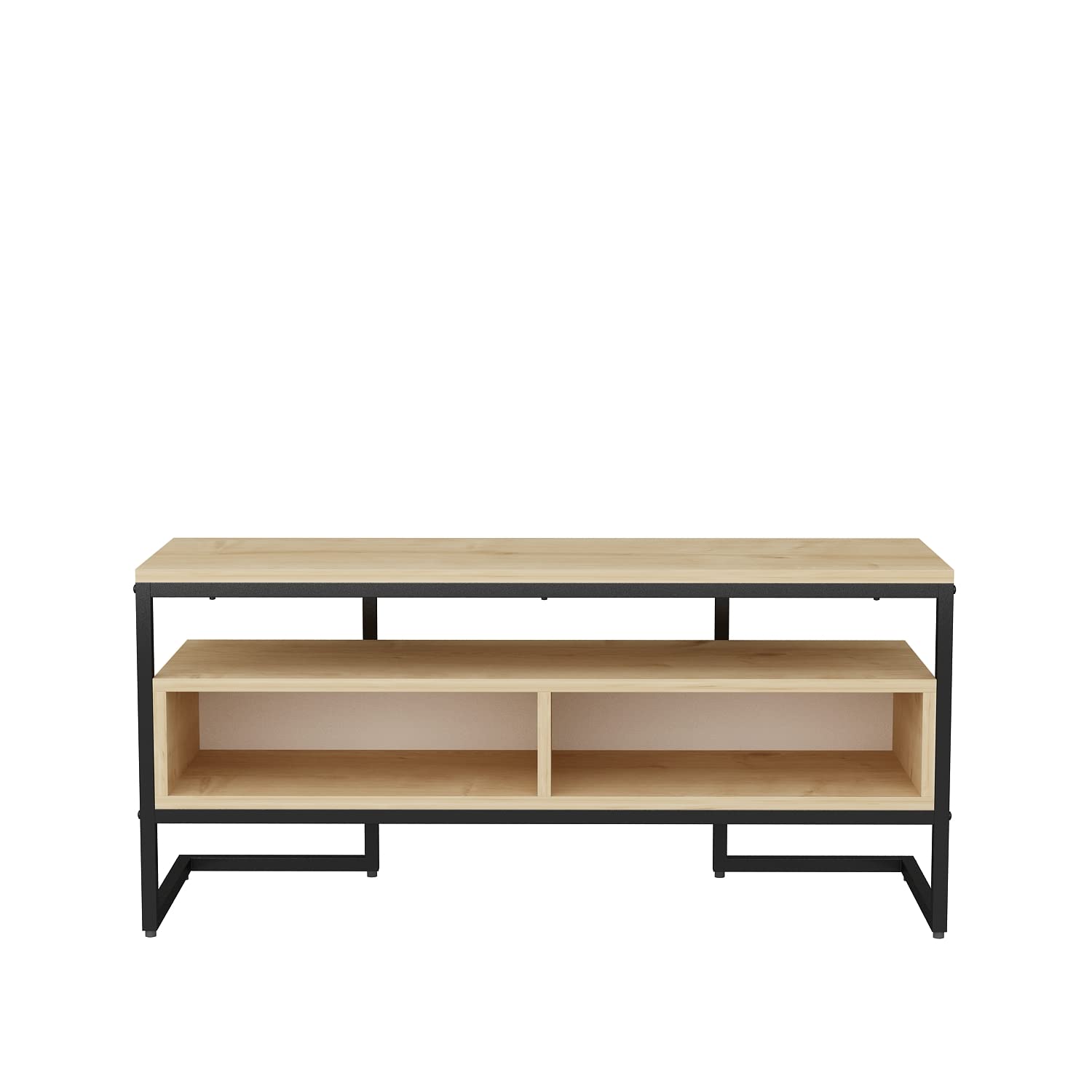 DECOROTIKA - Merrion Industrial 110 cm TV Stand and Media Console (Black/Oak)