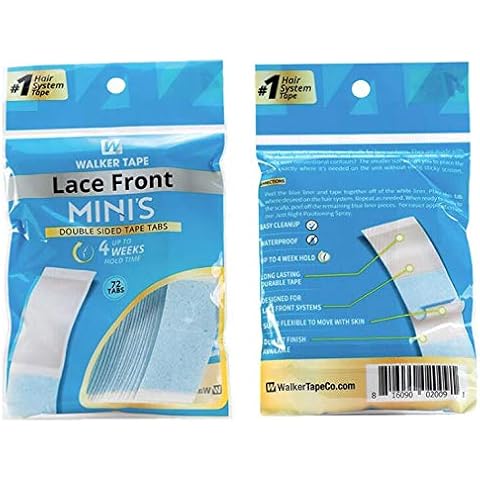 "Lace Front Support" Walker Double Sided Tapes Stickers Adhesive for Men Hair System Replacement Toupee Hair Extension Wig Bundles Hair Weave Closure Lace Frontal Contour C MINI(72PCS x 1 Bag) Cover