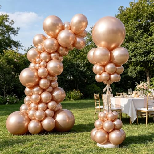 Image of Champagne Gold Chrome Balloons 50 Pcs (12 Inch) | Metallic Latex Balloon for Birthday Decoration, Anniversary, Engagement, Wedding, Baby Shower, Bridal Shower, Graduation | ARV Zone