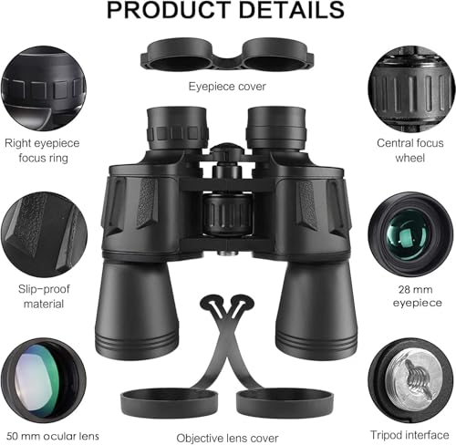 Image of 20x50 Binoculars for Adults, HD High Powered Professional Binoculars for Bird Watching Travel Stargazing Concerts Outdoor Sports-BAK4 Prism FMC Lens,Waterproof