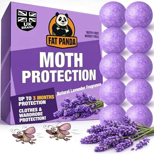 10-Pack Moth Repellent Balls for Wardrobes: Clothes Moth Repellent | Contains Lavender | Moth Protection for Wardrobes and Drawers | Up to 3 Months Protection per Ball | Lavender-Scented